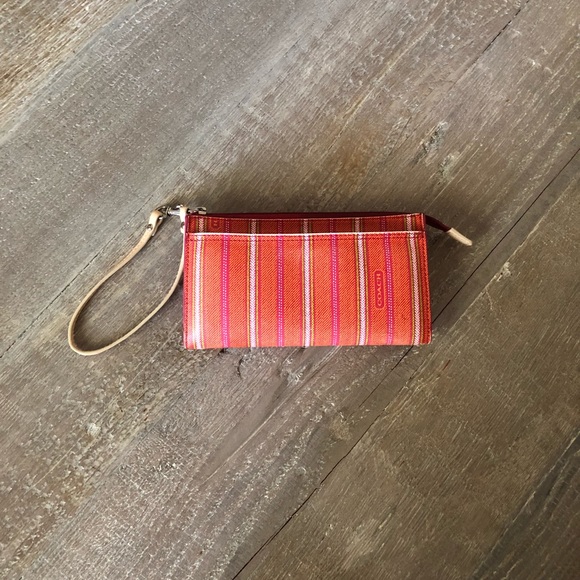 Striped Coach Wristlet Wallet - Picture 1 of 5